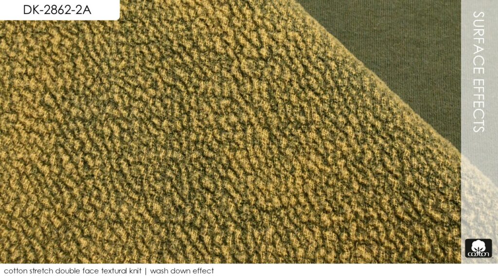 cotton stretch double face textural knit | wash down effect
