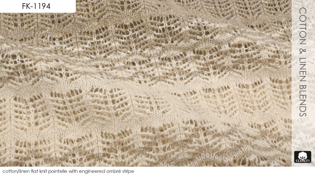 cotton/linen flat knit pointelle with engineered ombré stripe
