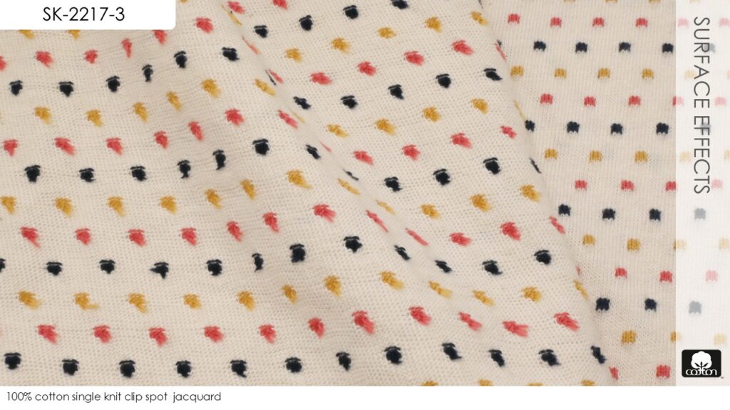 100% cotton single knit clip spot  jacquard

