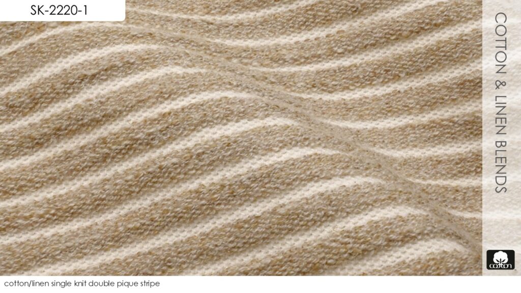 cotton/linen single knit double pique stripe

